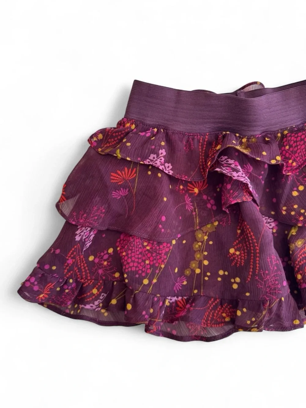 Gap Kids Girls Purple Floral Tiered Ruffle Skirt XS 4-5 Chiffon Y2K